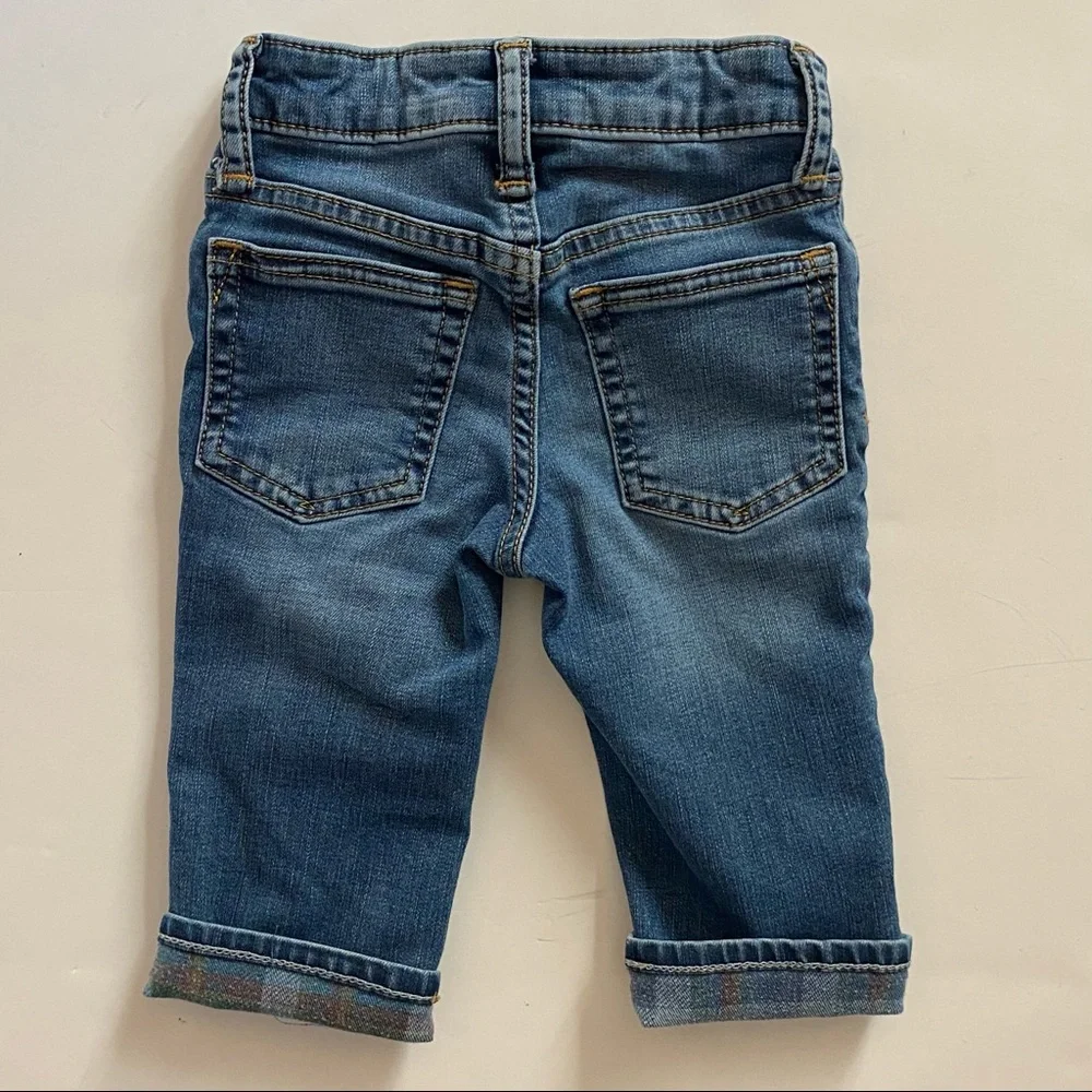 Gap Jeans size 12-18 Months plaid flannel cuffs Denim pants baby boys Gapkids